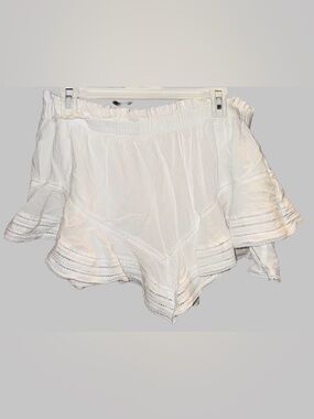 aerie White Ruffle Swim Coverup Shorts